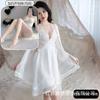 Sexy Underwear Big Butterfly Pure Desire Mesh Pajamas Plus Chest Pads Gather Nightgown Robe Women's Loungewear Set