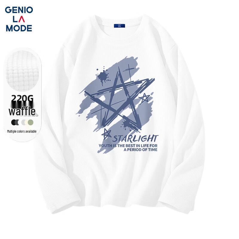 

GENIOLAMODE Men s Waffle Graffiti Print Long Sleeve T-Shirt 3XL