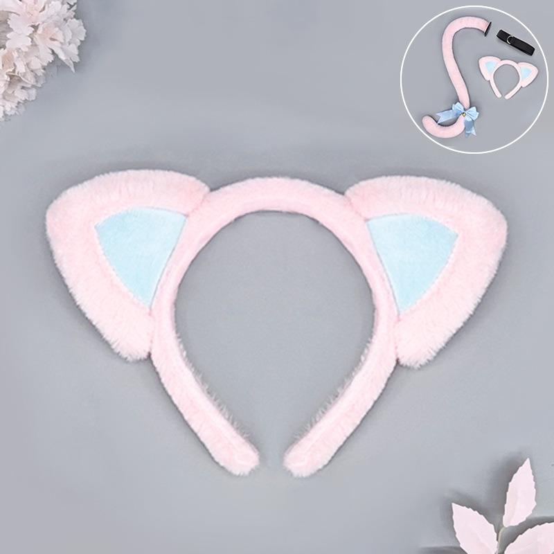 Lolita KC serre-tête oreilles de chat fait main mignon chat dame Lolita coiffure oreilles de chat en peluche ensemble queue de chat