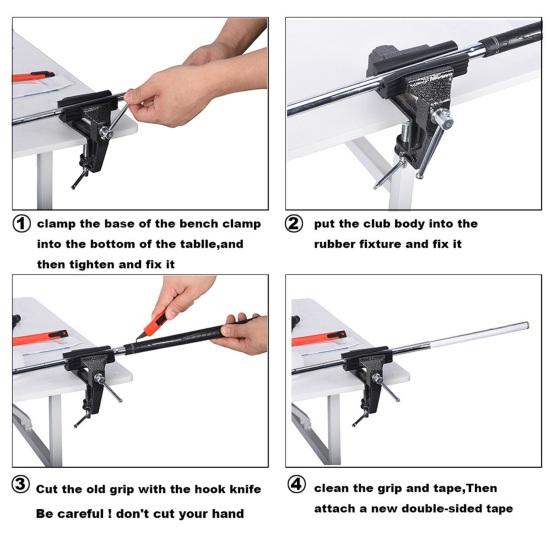 1 Set Golf Grip Replacement Tool Kit with Mini Vise Clamp Rubber Clamp