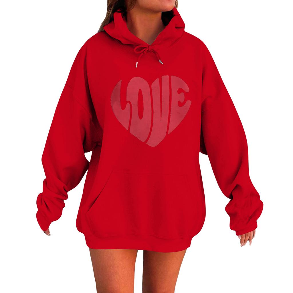Women's Loose Comfortable Casual Fashionable Love Printed Long Sleeved Sweatshirt