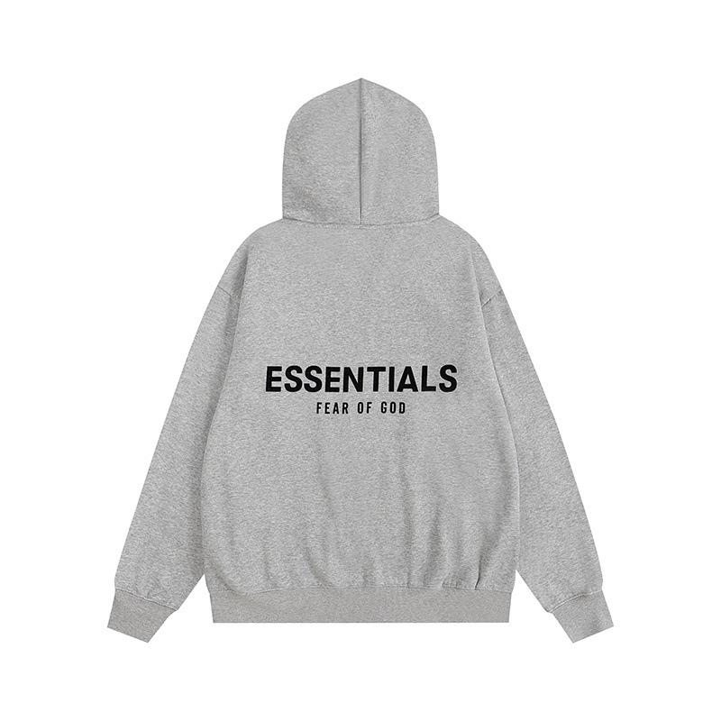 ESS Double-Line Flocked Letter Hoodie - Unisex Loose Fit Plus Velvet Hooded Jacket by Trendy American Brand