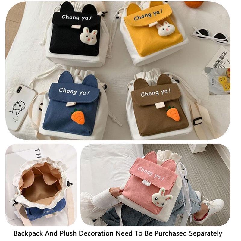 Stylish Canvas Shoulder Bag With Cute Rabbit And Carrot Pins Available In Multiple Colors