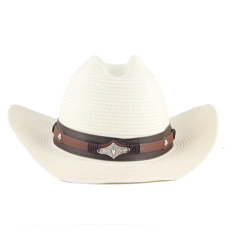eBay Embroidered Decorative Western Cowboy Straw Hat Men's and Women's Outdoor Sunshade Sunscreen Hat Jazz Hat
