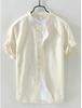 Men's 2026 Chinese Style Cotton Linen Stand Collar Short Sleeve Shirt