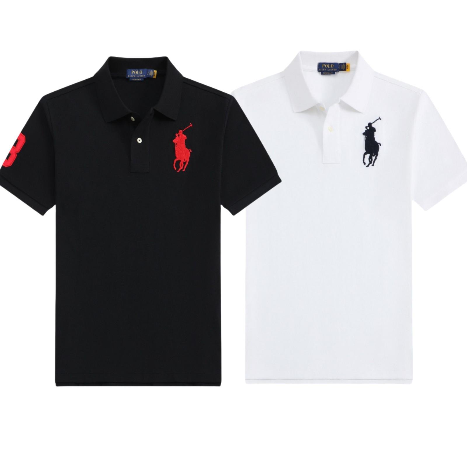VRAUX POLO Men's New Summer Big Horse Logo Embroidered Turn-Down Collar Cotton Short Sleeve Casual Polo Shirt XXXL