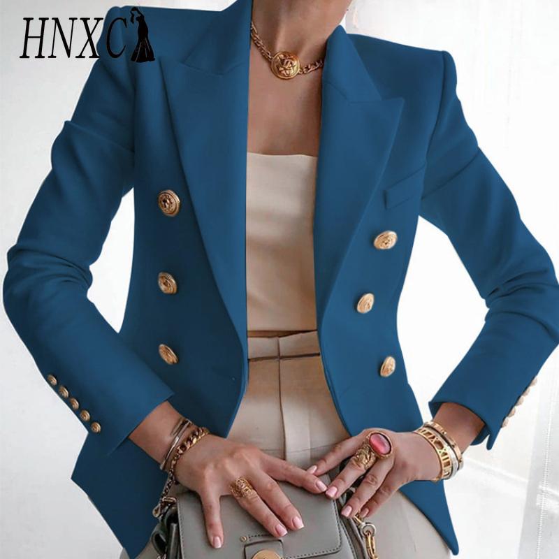 HNXC Dámské Vintage Casual mřížkovaný potisk Podzim Zima Dlouhý rukáv POLO bundy a kabáty