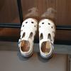 Girl Sandals Summer New Leather Cut-outs Children Solid Color Flat Shoes Fashion Kids Boy Causal Beach School Sandals Soft Soled