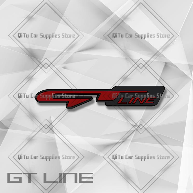 EEJQ9 Zinc Alloy Blue GT Line Badge Car Trunk Emblem 3D Grille Sticker For Kia Ceed Sportage Picanto Stonic Optima K5 Hyundai Peugeot