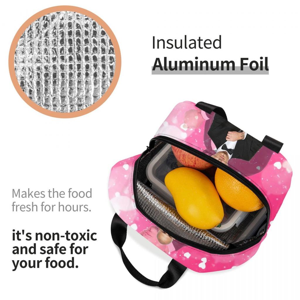 Mr. Worldwide Says To Live Laugh Love Pink Insulated Lunch Bag for Women Kids Portable Food Boxes Thermal Lunch Box Tote
