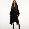 Gothic Vampire Dress for Women Halloween Cosplay Costume Vintage Hooded Renaissance Long Dress