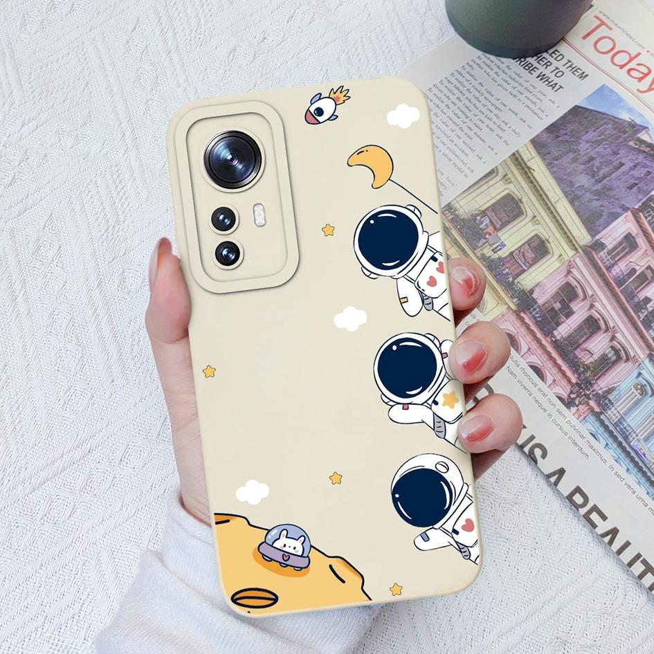 For Xiaomi 12T 12S Ultra 10T 11T 10 11 12 13 Lite 11X Pro Deksel Mote Astronaut Kamerabeskyttelse Firkantet Flytende Silikondeksel For Xiaomi Støtfanger