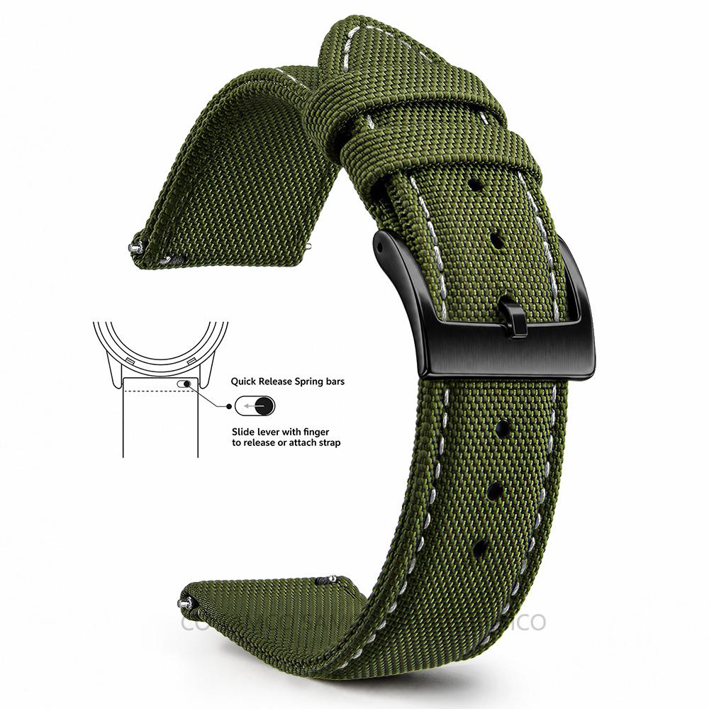Superior Sailcloth European Watch Bands, Premium Nylon Watch Bands, 18mm 20mm 22mm Quick Release Watch Straps, for Men Women