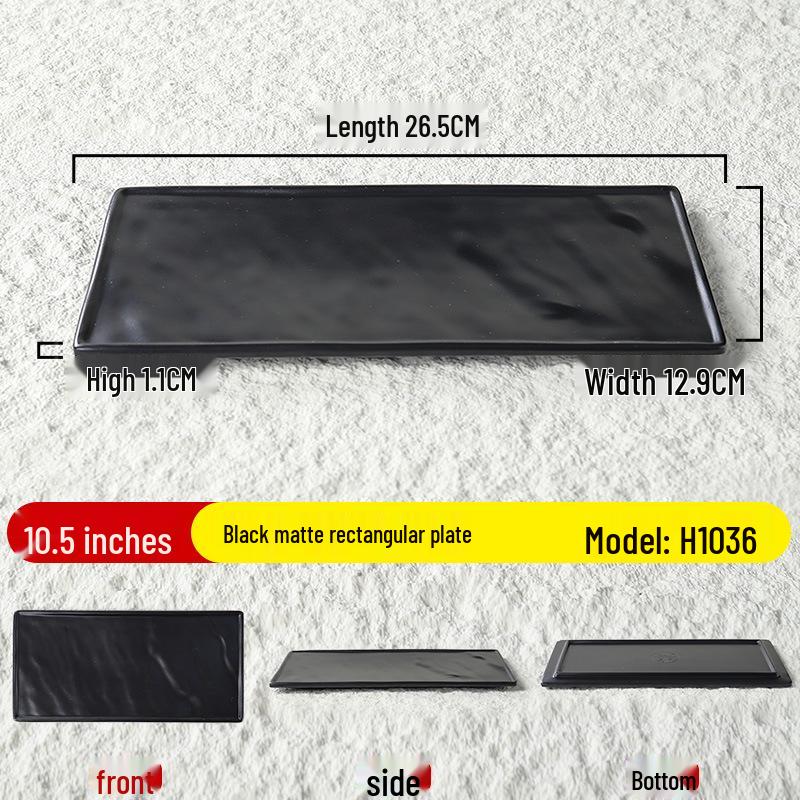 Black Matte Rectangular Japanese Sushi & BBQ Plate