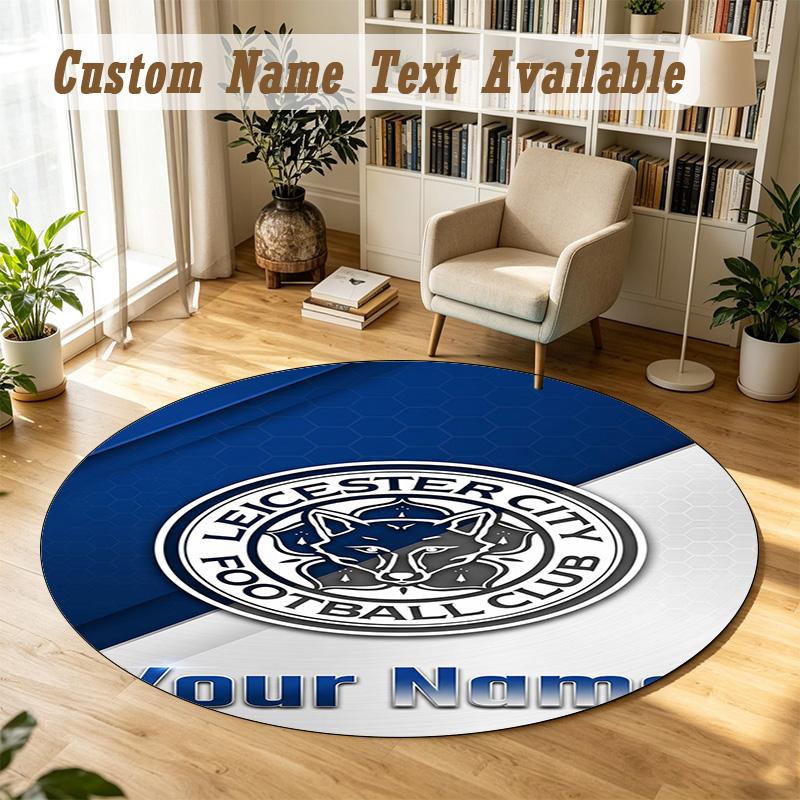 Round Rug Custom NameLeicester City Pattern Non Slip Carpet Home Floor Decor