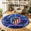 Tapis Rond Nom Personnalisé Motif Atletico Madrid Tapis Antidérapant Décor de Sol pour la Maison