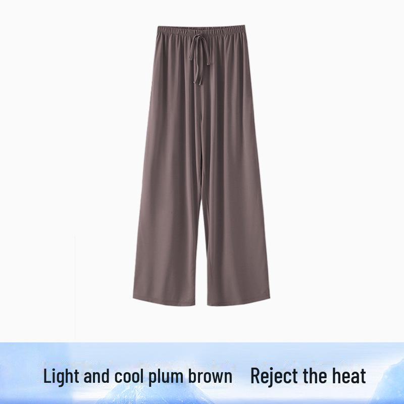 Women's Summer Modal Loose Wide-Leg Pajama Trousers - Breathable and Outdoor-Friendly Ice Silk Home Pants.
