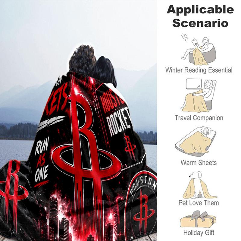 Houston Rockets Blanket Flannel Throw for Sofa, Travel, Camping, Livingroom, Office, Chair and Bed Soft and Warm Holiday Birthday gifts