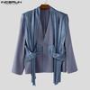 INCERUN Men V Neck Long Sleeve Glitter Ruffled Patchwork Thin Loose Party Blazer Coats