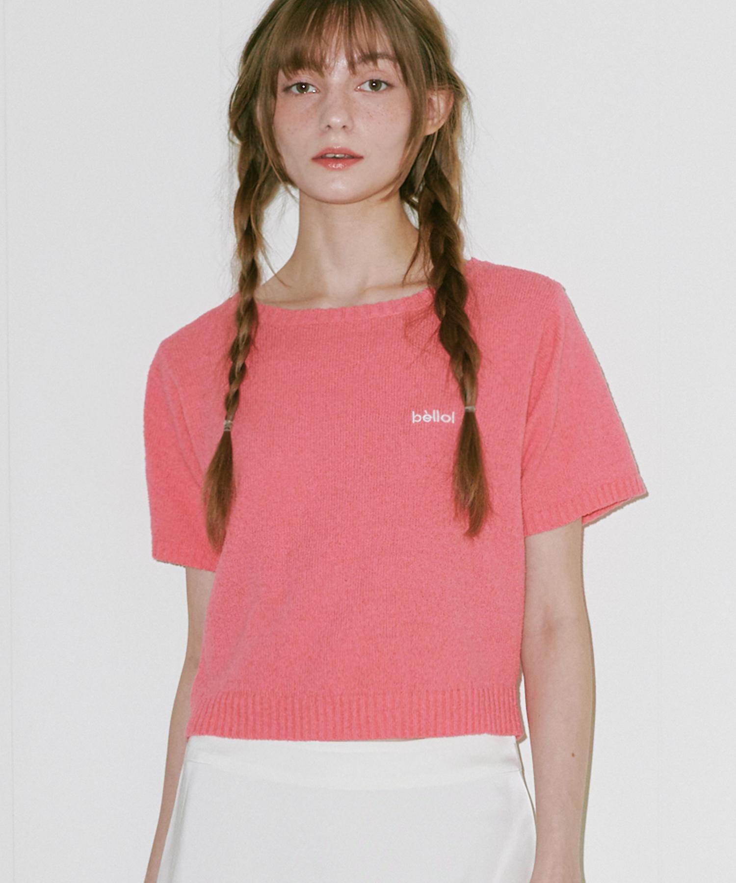 Belloel Basic Boat Neck Knit Pink Free