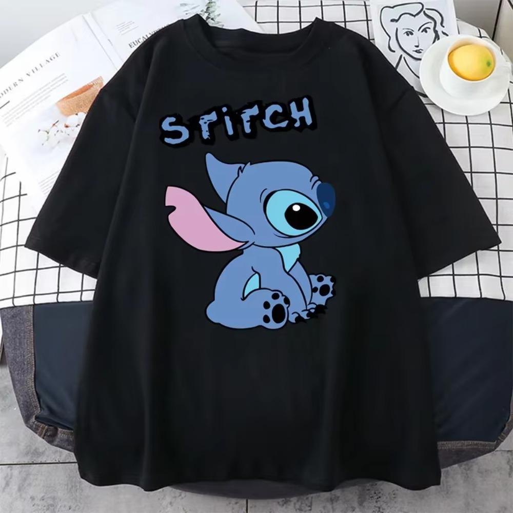 Lilo Stitch Print Women Casual T-Shirt Women Men Summer T Shirts Girl Boy Casual Fashion Clothes Top Tee Female Clothing