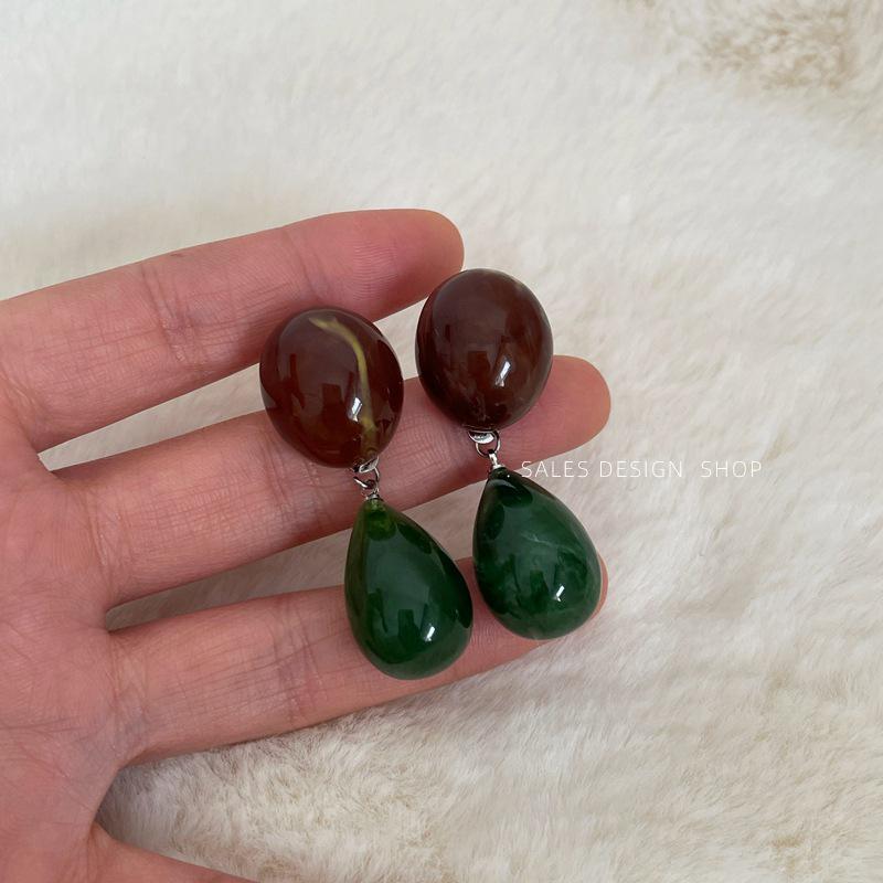 Ретро Карамельные Изумрудные Блочные Серьги-Гвоздики | Высококачественные Модные Трендовые Аксессуары