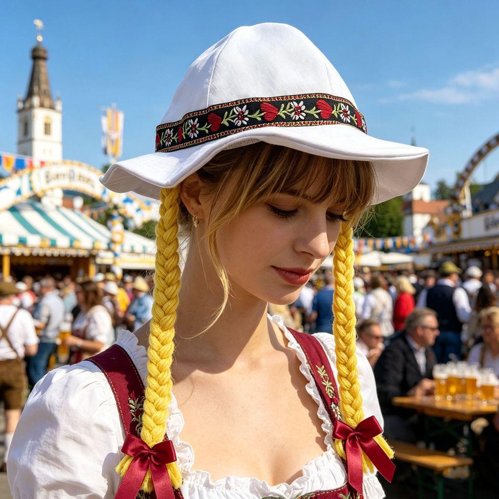 Cappello con treccia costume Oktoberfest per donna in tessuto poliestere Accessori Cosplay Halloween