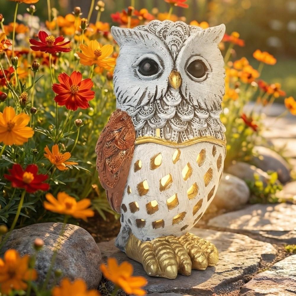 Solar Powered Owl Resin Light Animal Garden Decoration Lights  Ideal for Mother'S Day