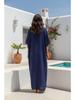Womens Boho Embroidered V Neck Kaftan Dress Loose Fit Elegant Loungewear Beach Cover Up for Summer Resort Wear Q1545-23001