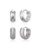 Akarki 925 Silver Steel One-Touch Ring Earrings / 2 Types