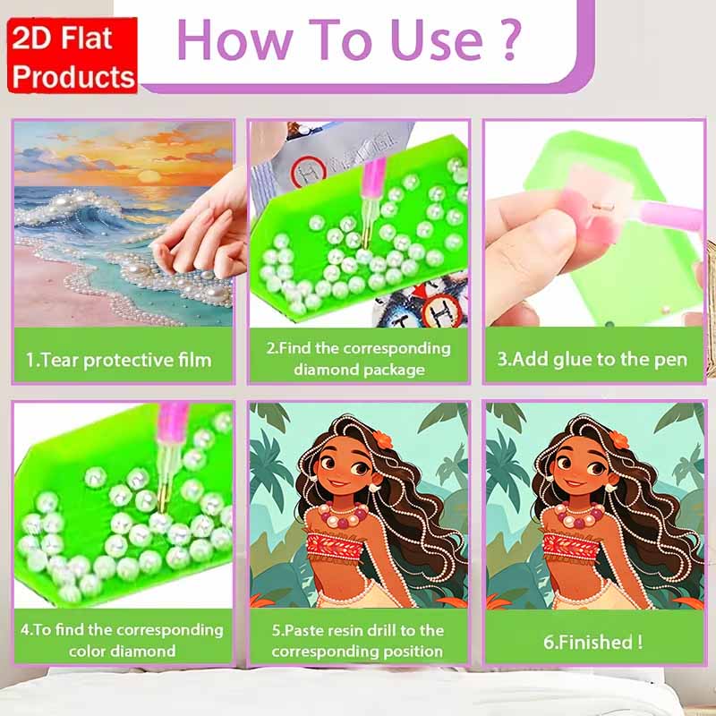 Disney Pearl Painting Moana DIY Pearl Art Painting Pearl Gem Painting Pictures Crafts Special Shape Home Wall Decoration