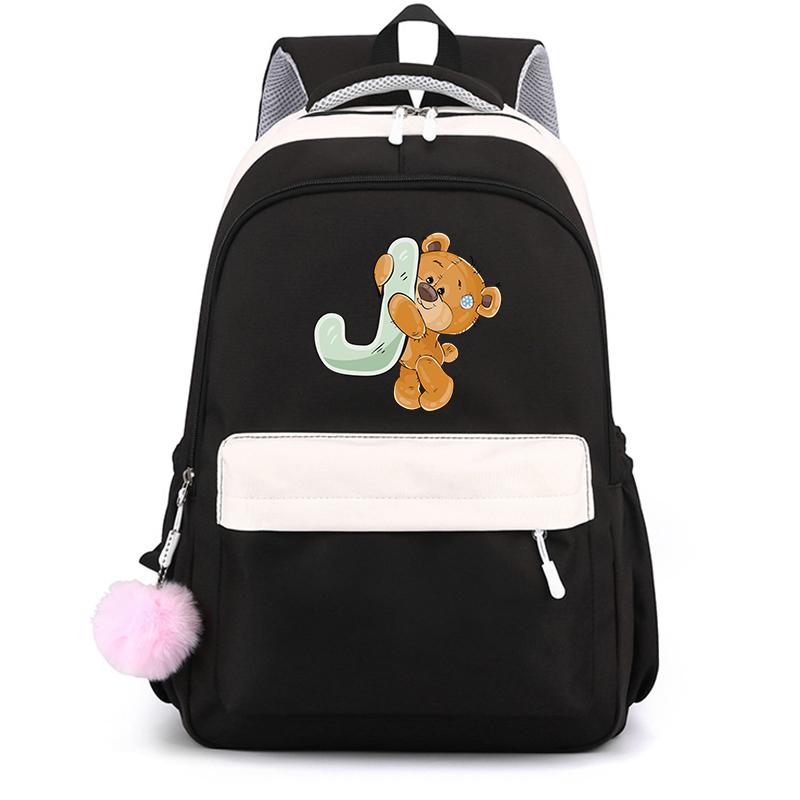 Mały Miś 26 Angielskich Liter Tornister Kawaii Uczeń Tornister Cartoon Bookbag Plecak Mochilas Plecak Nastolatek dla Dziewczynki Prezent