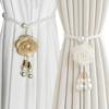 2PCS Beautifully Pearl Curtain Buckle Adjustable Curtains Tie Rope Camellia Curtain Tieback  Bedroom