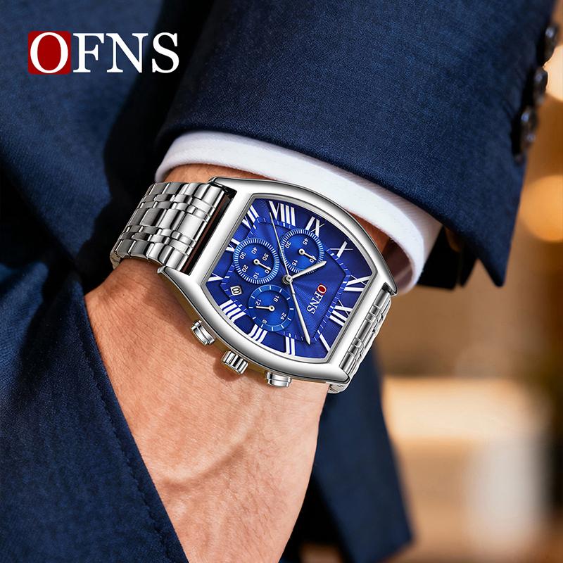 Men's Business Leisure Watch Date Chronograph Steel Quartz Wristwatches Strip Zinc Alloy Case Tempered Glass Mirror