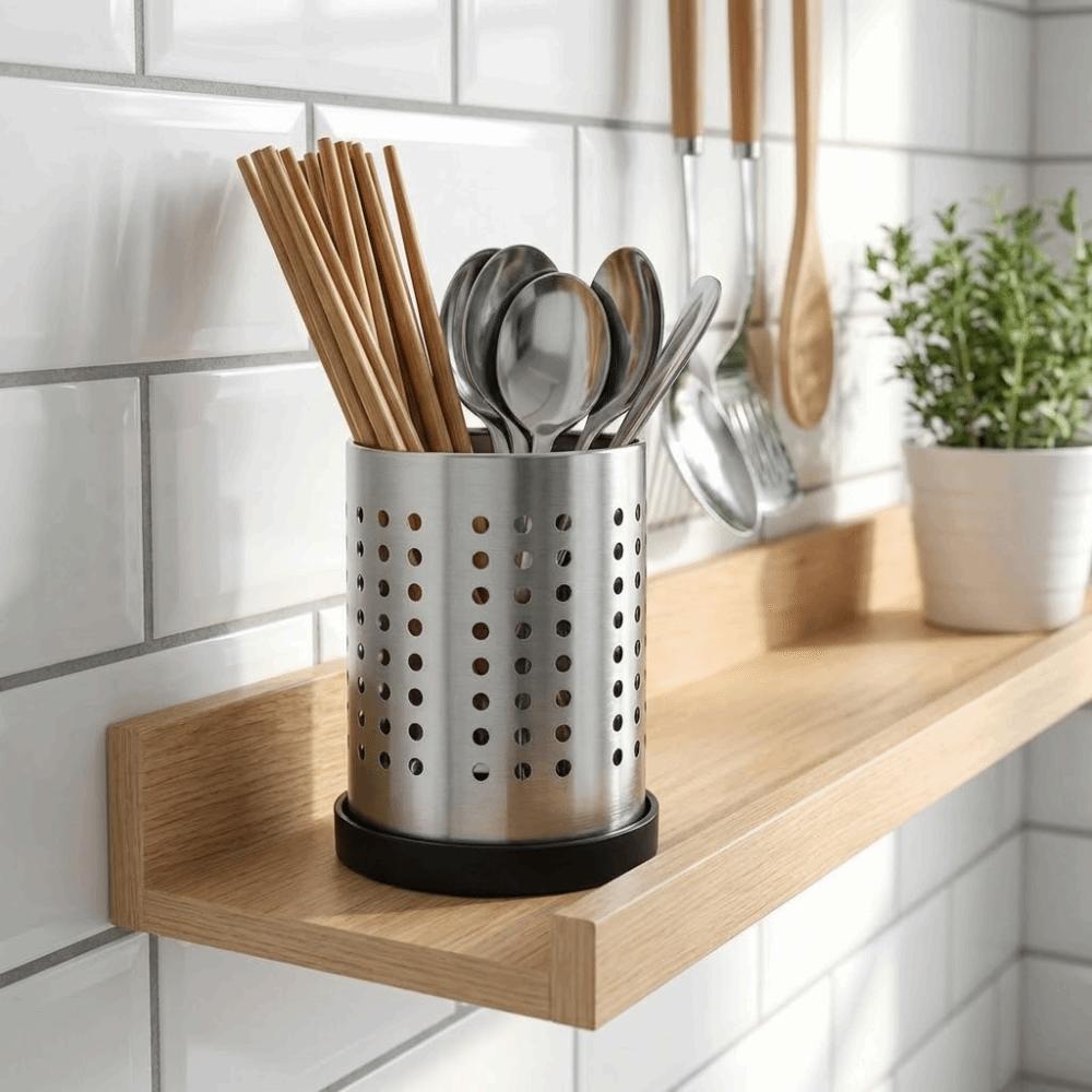 With Drain Holes Chopstick Holder Stainless Steel Cutlery Holder Organizer Kitchen Counter
