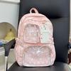 Schoolbag new Korean version ins high value, fresh, sweet and cute star bar pain bag women's lightweight large-capacity backpack