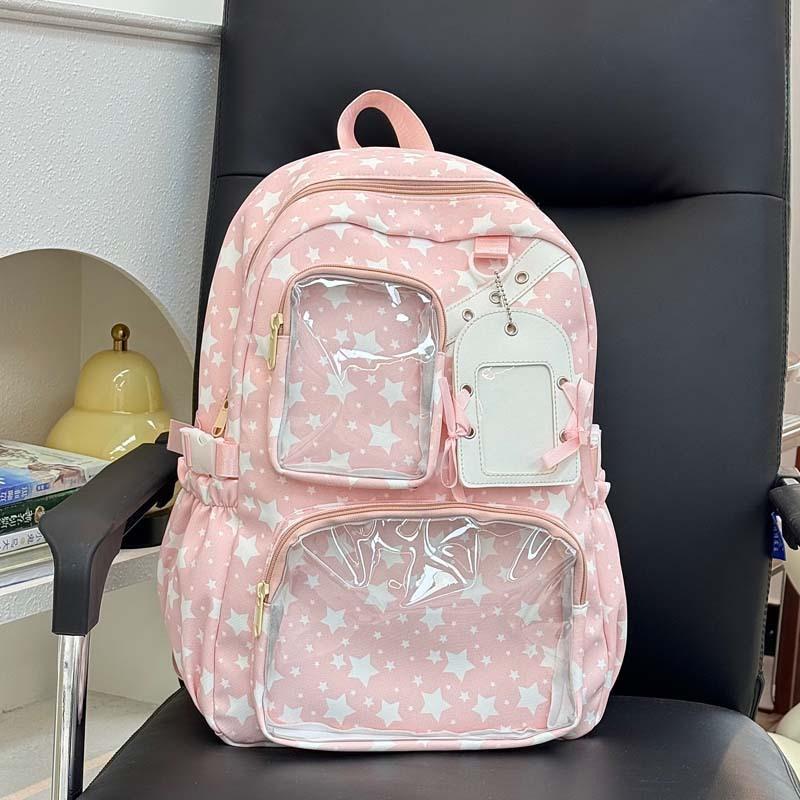 Schoolbag new Korean version ins high value, fresh, sweet and cute star bar pain bag women's lightweight large-capacity backpack