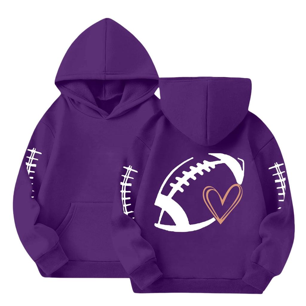 Kids Hooded Pullover Long Sleeve Sweatshirt with Letter Print for Everyday Wear