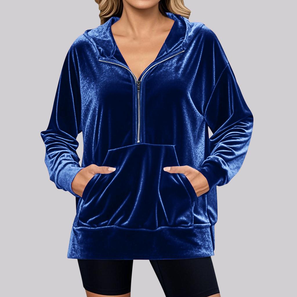 DAFIFY Women's Fashion Casual Solid Color Print Long Sleeve Hooded Hoodies & Sweatshirts
