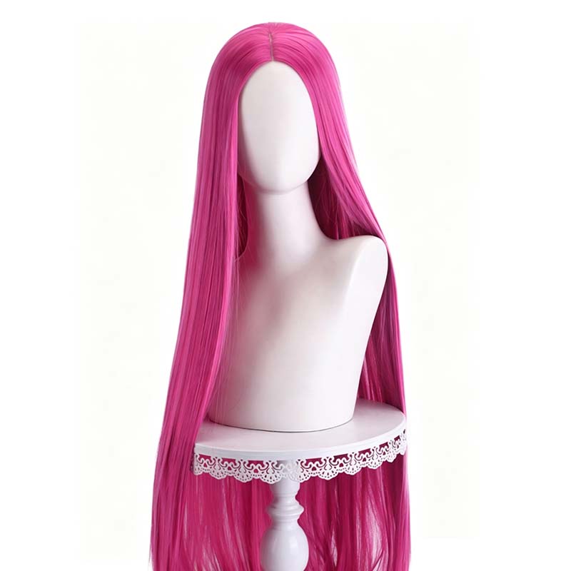 Lange Rechte Roze Synthetische Pruik voor Vrouwen 100cm Hittebestendig Cosplay Pruiken Felroze Recht Haar voor Halloween Cosplay Length 100CM pink