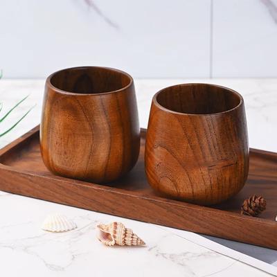 Tazze da caffè in legno creative, tazza da vino da 140 ml, in legno naturale, con bella trama in legno, tazza da acqua, stoviglie tradizionali