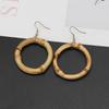 Boucles d'oreilles créoles pendantes rondes en bois de bambou naturel faites à la main Bijoux de mode-r