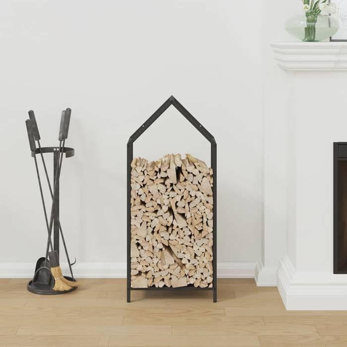 VidaXL Portant de bois chauffage noir 40x25x90 cm, support à bûches de cheminée, support à bûches, support à bûches, 864295