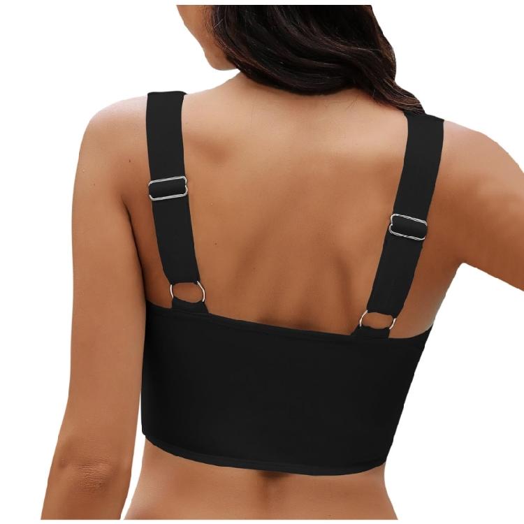 Stilvolles Badeshirt Saisonale Wassersportbekleidung Einfarbiges kurzes Oberteil Verdrehte Vorderseite Atmungsaktives Gewebe für Damen