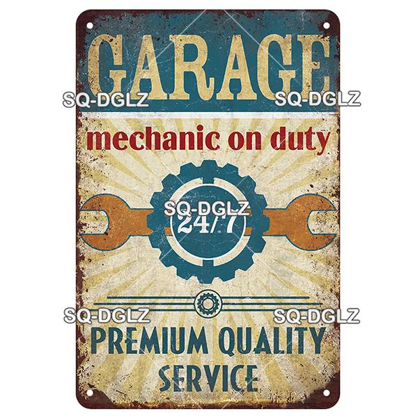 Retro Hot Rod Garage Metal Tin Sign Vintage Style Wall Door Decor for Man Cave Home Workshop