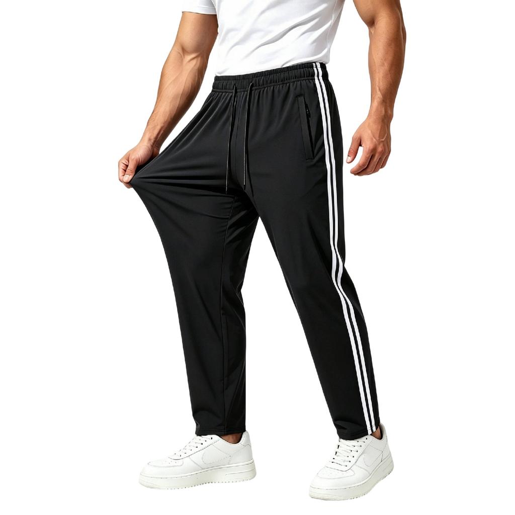 Pantaloni da Tuta Sportivi da Uomo con Elastico in Vita e Tasche con Zip Leggeri Gamba Dritta Abbigliamento Sportivo per Allenamento Corsa Jogging Workout