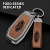 3-Tasten Leder Fernbedienung Schlüsselhülle Abdeckung für Ford Figo Mondeo 5 EcoSport Puma Fiesta MK8 Everest j280 Ranger Schlüsselanhänger Schutz