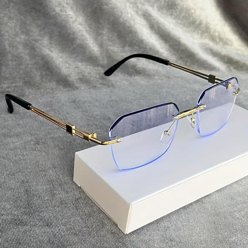 Retro Men Metal Frame Glasses Fashion Rimless Women Eye Protection Anti Blue Light Computer Eyewear