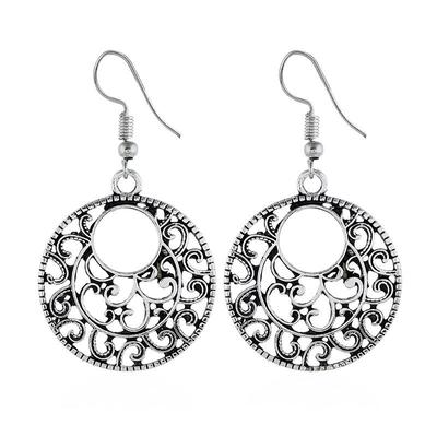 Tibetan Ethnic Earrings: Retro Hollow Pattern from Nepal & Yunnan