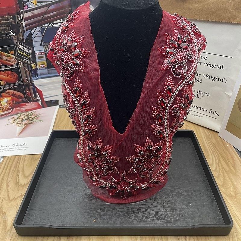 Beaded Lace Embroidery Collar Applique Patches DIY Collar Trim Dress Clothing Decorative Accessorie Material Sew On Patches